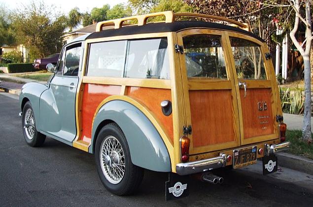 1956 Morris Minor Woody, split windscreen in California